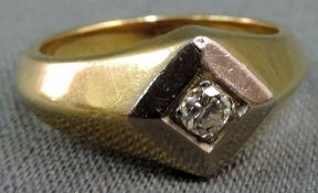 Damenring, 585er Gelbgold, mit einem Diamanten.1,9 cm Innendurchmesser. Innen gepunzt 585 und