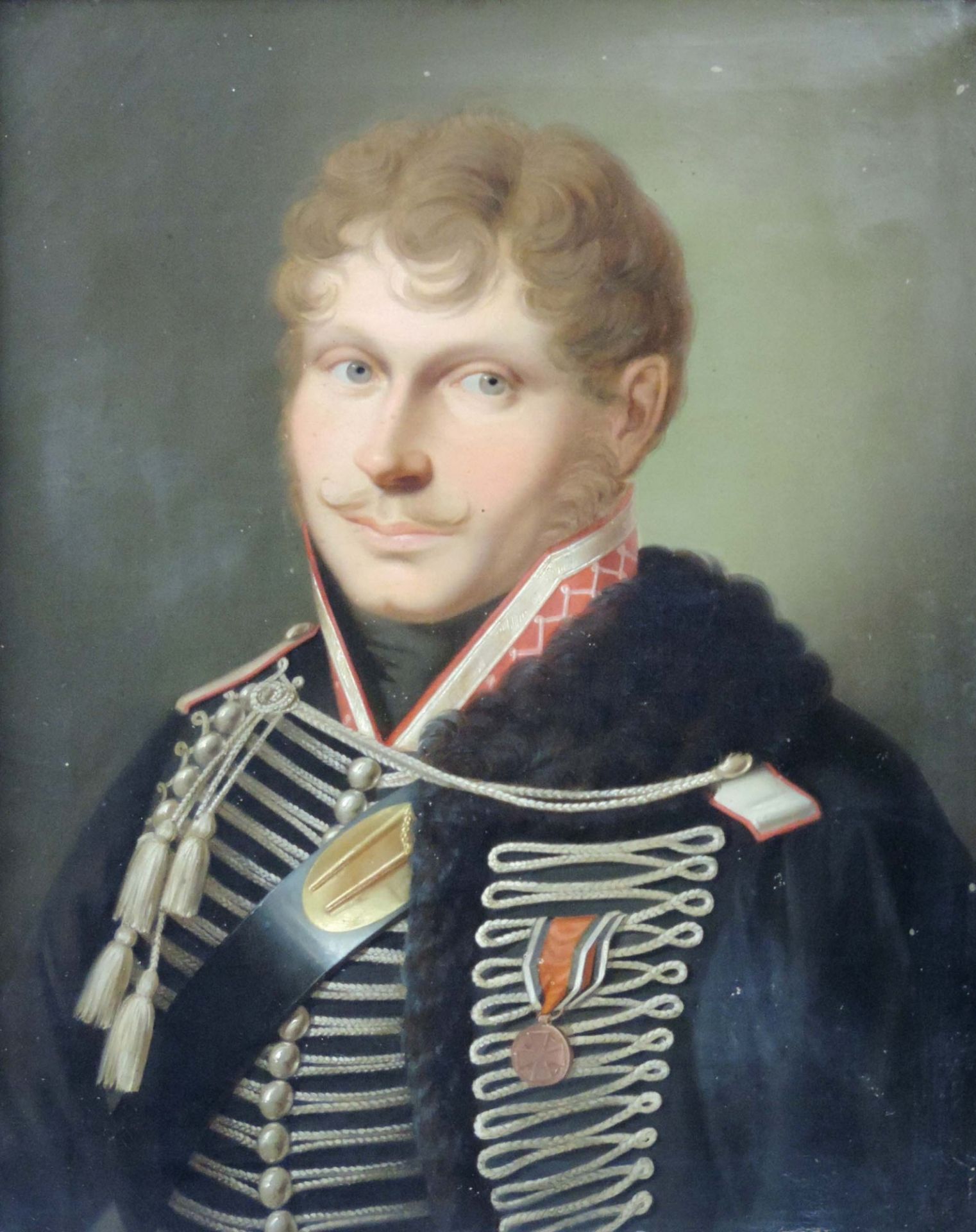 Unbekannt (XIX). Portrait eines Husaren mit Portepee.49 cm x 40 cm. Gemälde, Öl auf Leinwand.Unknown - Bild 2 aus 5