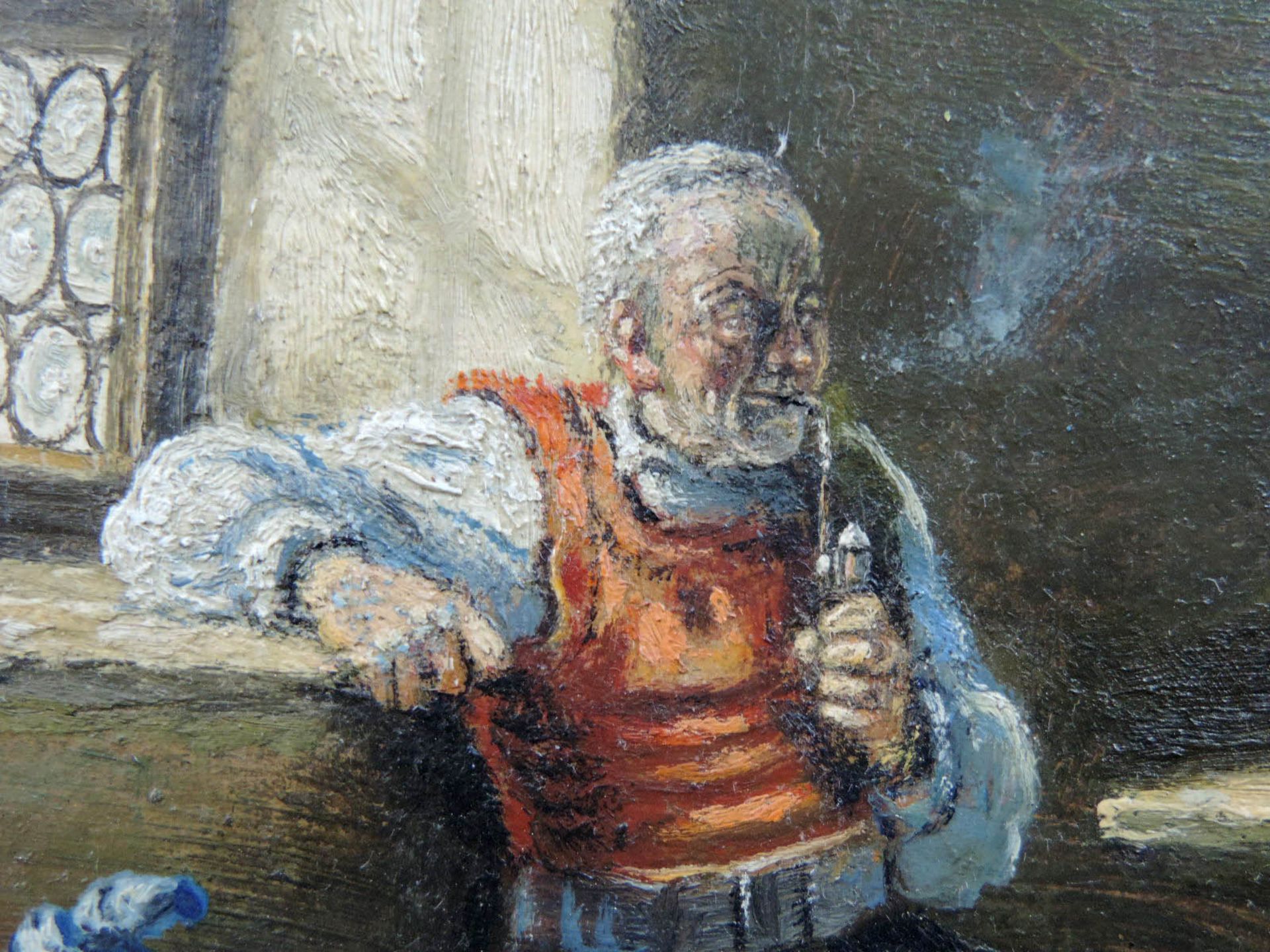 Alois REICHL (1864 - ?). Gasthofszene mit Pfeife rauchenden Männern.40 cm x 30,5 cm. Gemälde, wohl - Bild 6 aus 7