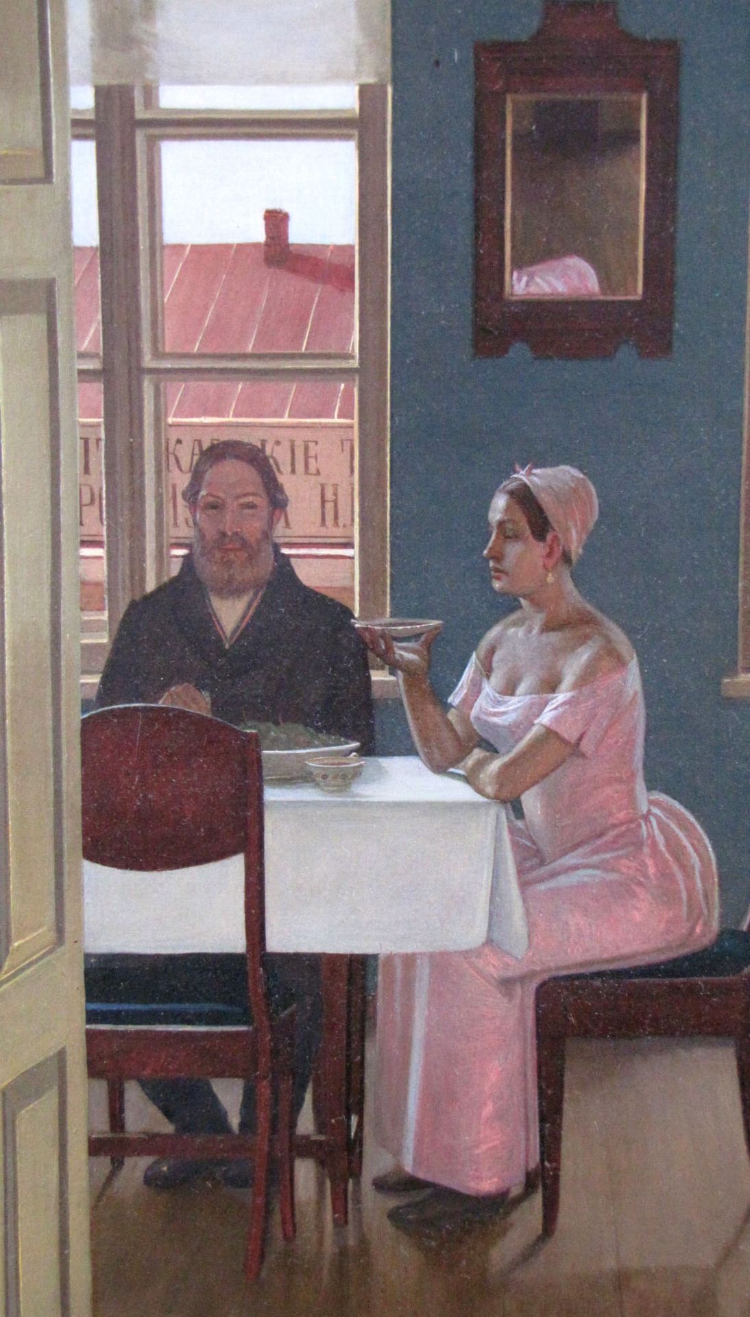 Nikolaî SIDOROV (1922 -?) zugeschrieben. Beim Tee.79 cm x 125 cm. Gemälde, Öl auf Leinwand. - Bild 5 aus 8