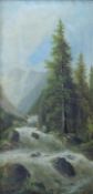 G. STOLL (XIX). Wildbach in den Alpen.64 cm x 32 cm. Gemälde, Öl auf Leinwand. Links unten