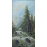 G. STOLL (XIX). Wildbach in den Alpen.64 cm x 32 cm. Gemälde, Öl auf Leinwand. Links unten