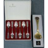 6 Tauflöffel aus Silber 800. Und ein Löffel von Georg Jensen 1977.60 Gramm.6 spoons silver 800.