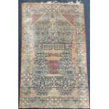 Kirman Lawer Paradiesteppich. Iran, antik, um 1900.221 cm x 135 cm. Handgeknüpft, Wolle auf