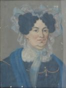 Unbekannt. Portrait einer Dame um 1800.49 cm x 39 cm. Gemälde, Öl auf Leinwand. Ohne Signatur.