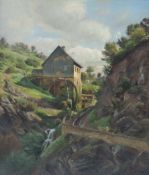 Wilhelm JETT (1846 -?). Mühle im Gebirge, 1883.49 cm x 42 cm. Gemälde, Öl auf Leinwand. Rechts unten