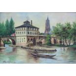 W. GUMSHEIMER (XIX - XX). Frankfurt am Main, Alte Brücke, 1910.46 cm x 66 cm. Gemälde, Öl auf