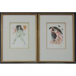 Salvador DALI? (1904 - 1989). 2 Lithographien "Femme nue"25 cm x 18 cm im Ausschnitt. Handsigniert.