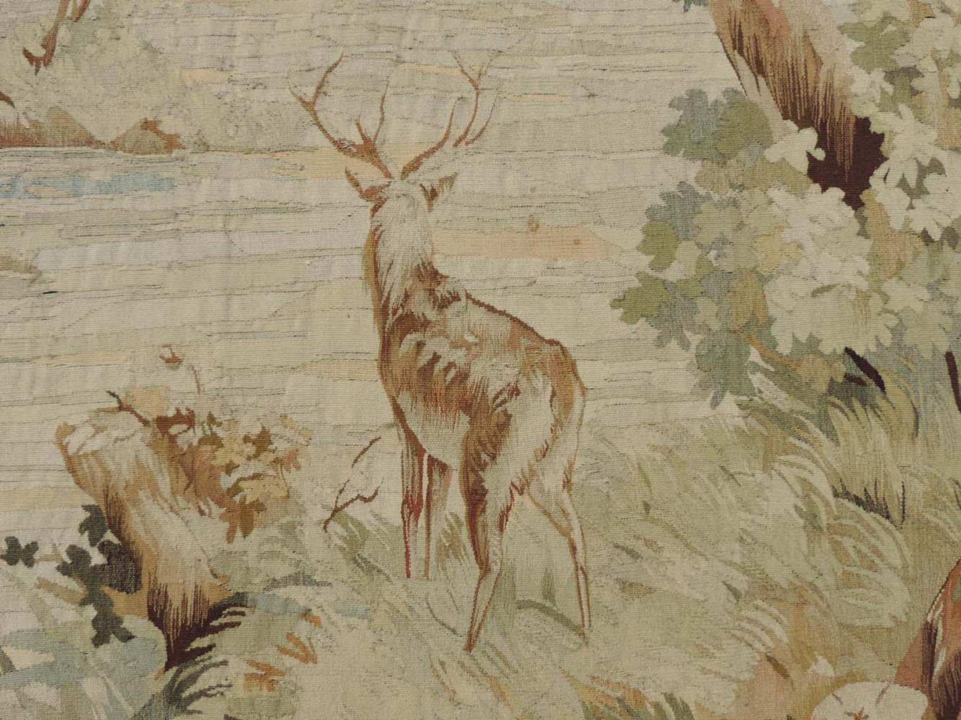 Aubusson-Tapisserie. Frankreich, antik, um 1860. 160 cm x 120 cm. Handgewebt, Wolle und Seide. - Image 7 of 9