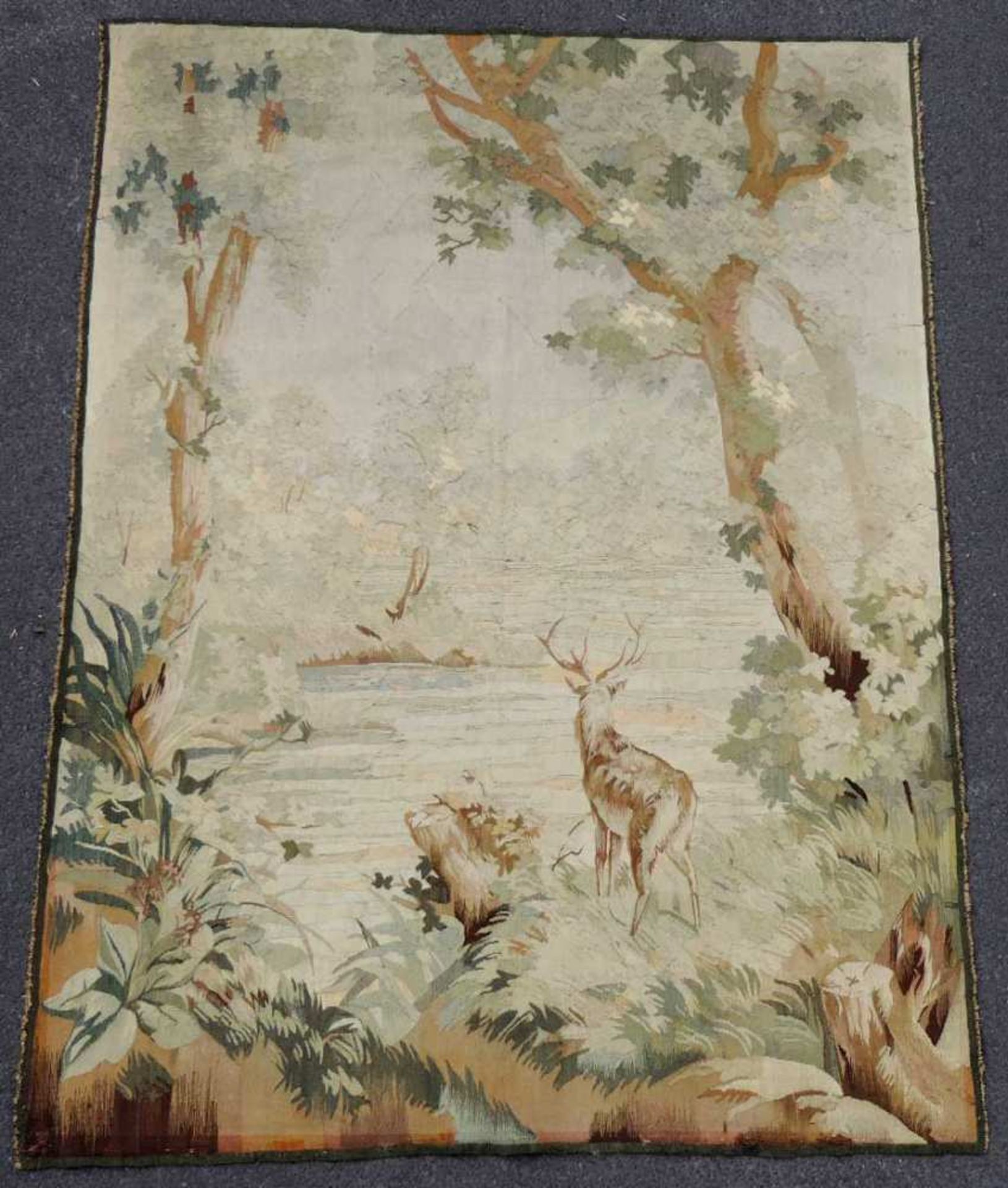 Aubusson-Tapisserie. Frankreich, antik, um 1860. 160 cm x 120 cm. Handgewebt, Wolle und Seide.