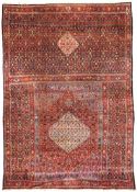 Bidjar Triculum Teppich. Iran. Antik, um 1890. 614 cm x 405 cm. Handgeknüpft in Persien. Wolle auf