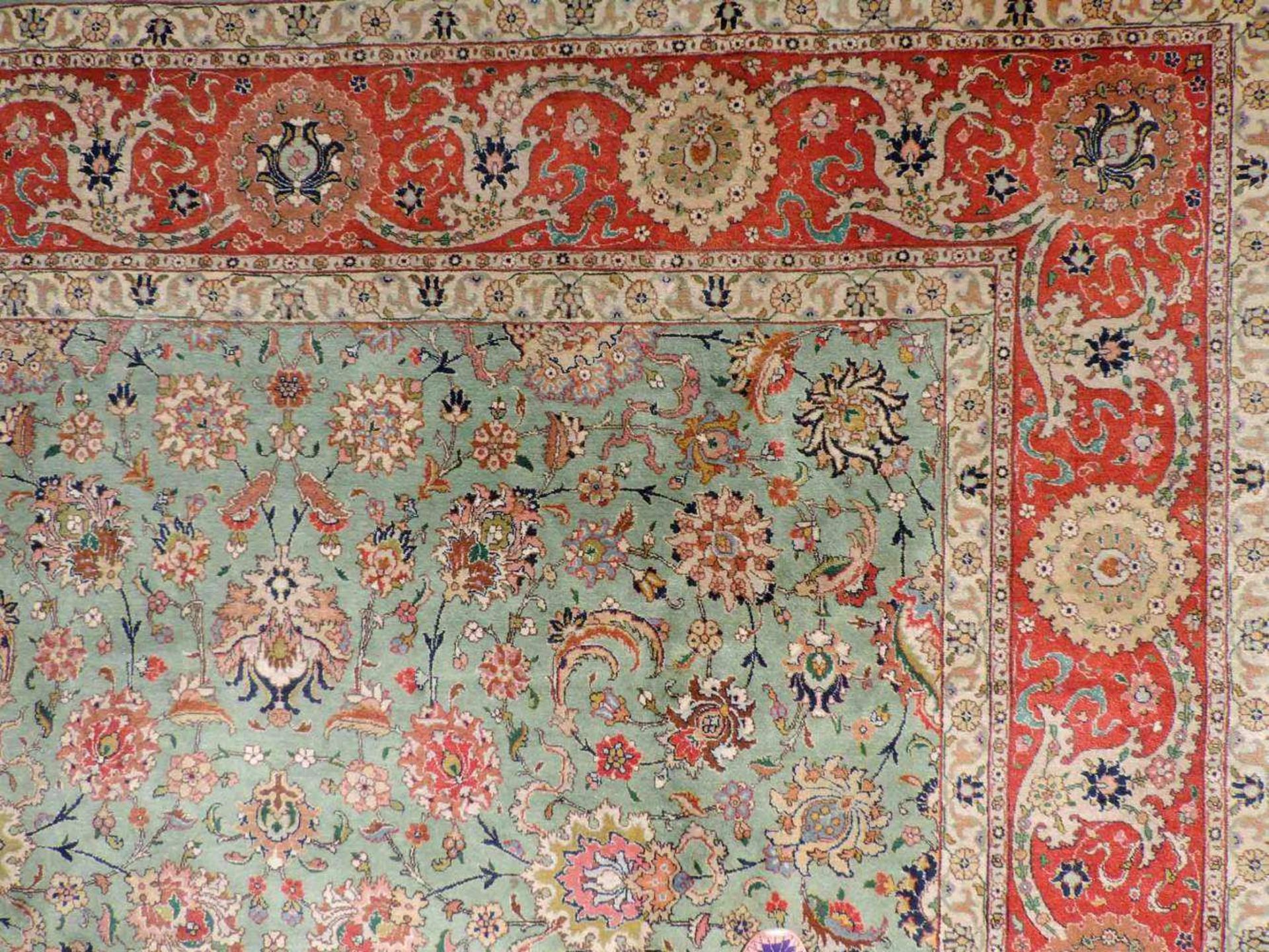 Täbriz "Shah - Abbas" Teppich. Iran. Fein. 344 cm x 251 cm. Handgeknüpft in Persien. Wolle auf - Image 11 of 13