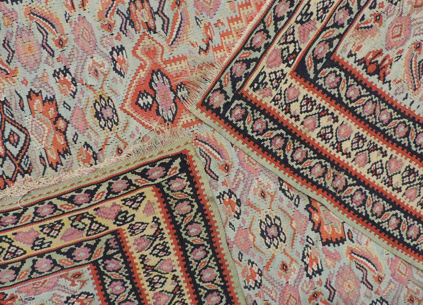 Senne Kelim, Teppich, Iran. Antik, Mitte 19. Jahrhundert. 195 cm x 127 cm. Handgewebt. Wolle auf - Image 5 of 5