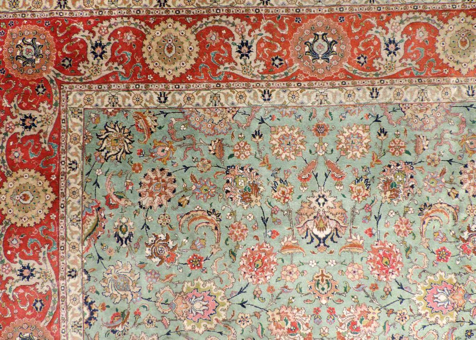 Täbriz "Shah - Abbas" Teppich. Iran. Fein. 344 cm x 251 cm. Handgeknüpft in Persien. Wolle auf - Image 10 of 13
