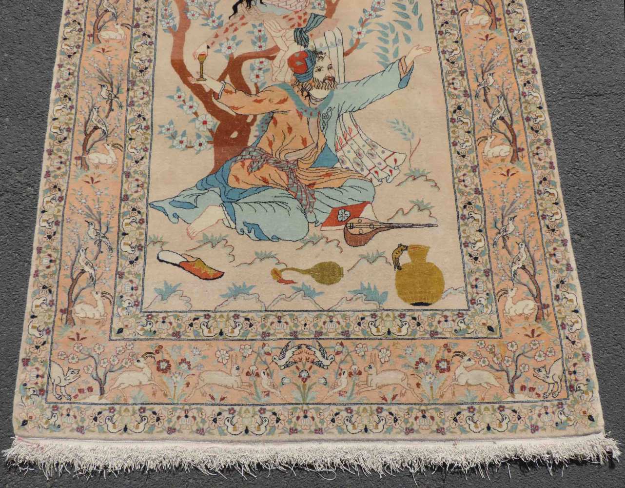 Nain Bildteppich, Iran. Selten fein. 170 cm x 112 cm. Handgeknüpft in Persien. Wolle auf - Image 2 of 6