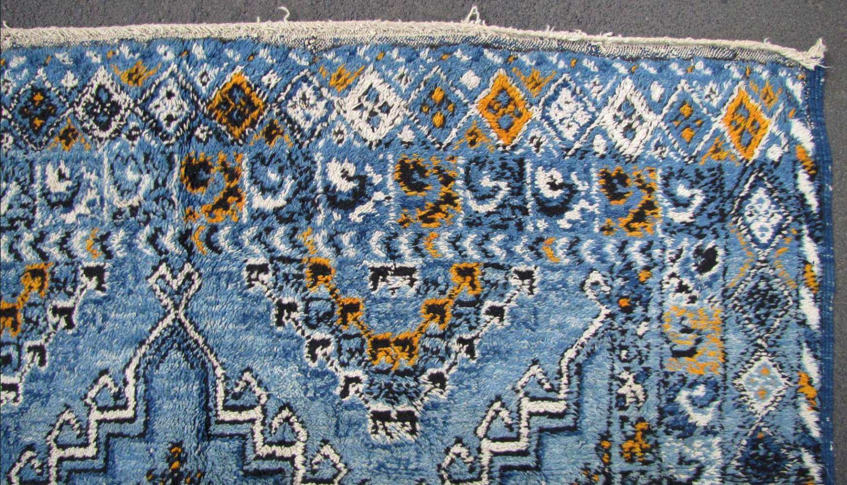 Rabat Teppich Marokko, alt, um 1940. 281 cm x 187 cm. Handgeknüpft aus West-Marokko mit indigoblauem - Image 10 of 12