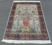 Kaschmir Teppich, Seidenflor. Indien. 226 cm x 156 cm. Handgeknüpft. Seide auf Baumwolle. Sauber.