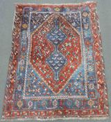 Vogel- Schiraz. Stammesteppich, Iran. Alt, um 1920. 197 cm x 175 cm. Handgeknüpft in Persien.