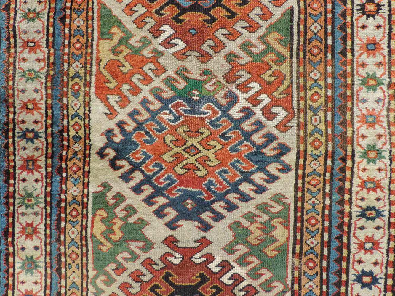 Bordjalou Kasak, Karabagh, Kaukasus. Antik, um 1870. 242 cm x 110 cm. Dorfteppich. Handgeknüpft. - Image 11 of 13