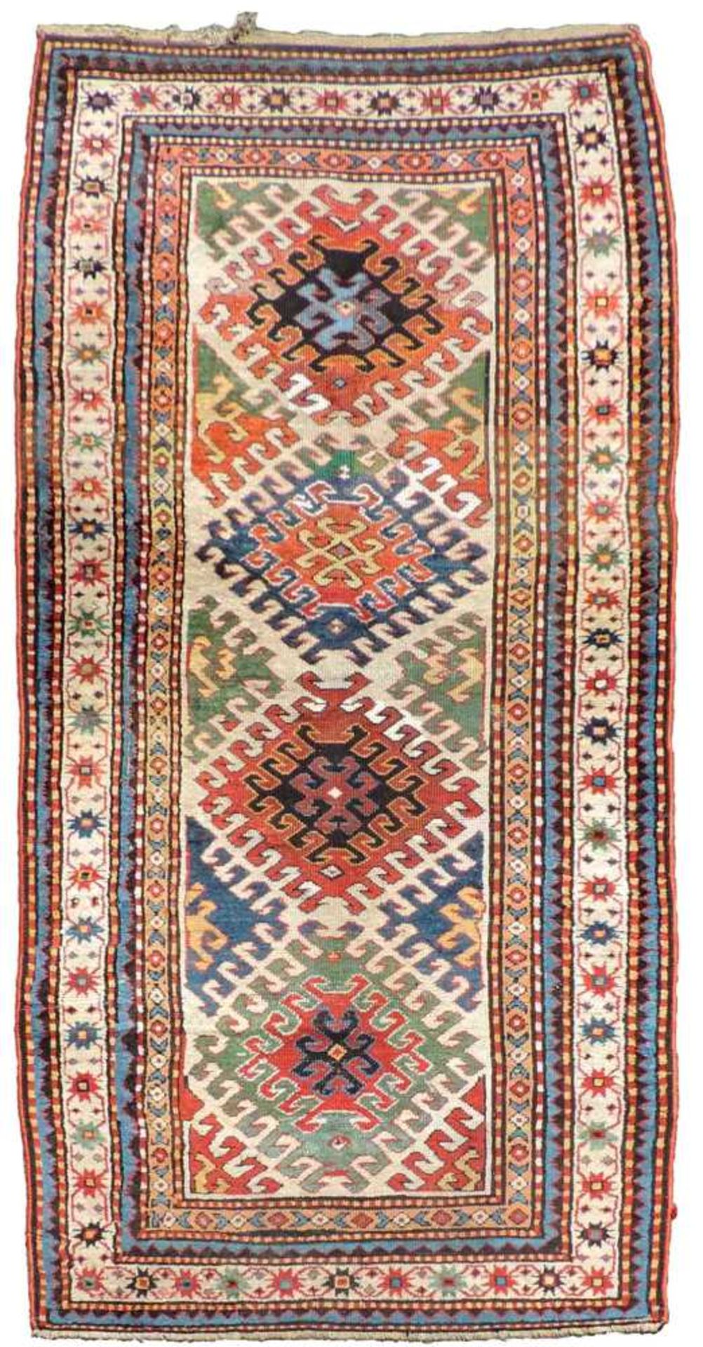 Bordjalou Kasak, Karabagh, Kaukasus. Antik, um 1870. 242 cm x 110 cm. Dorfteppich. Handgeknüpft.