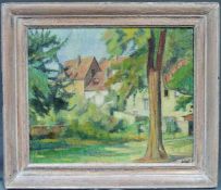 Hans SCHEIL (1896 - 1988). "Park in Heddernheim 1950". Frankfurt am Main. 50 cm x 60 cm. Gemälde, Öl