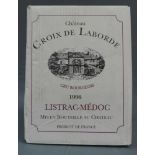 1996 Château Croix de Laborde, Listrac - Medoc A.C., France. 6 ganze Flaschen in Origionalkarton.