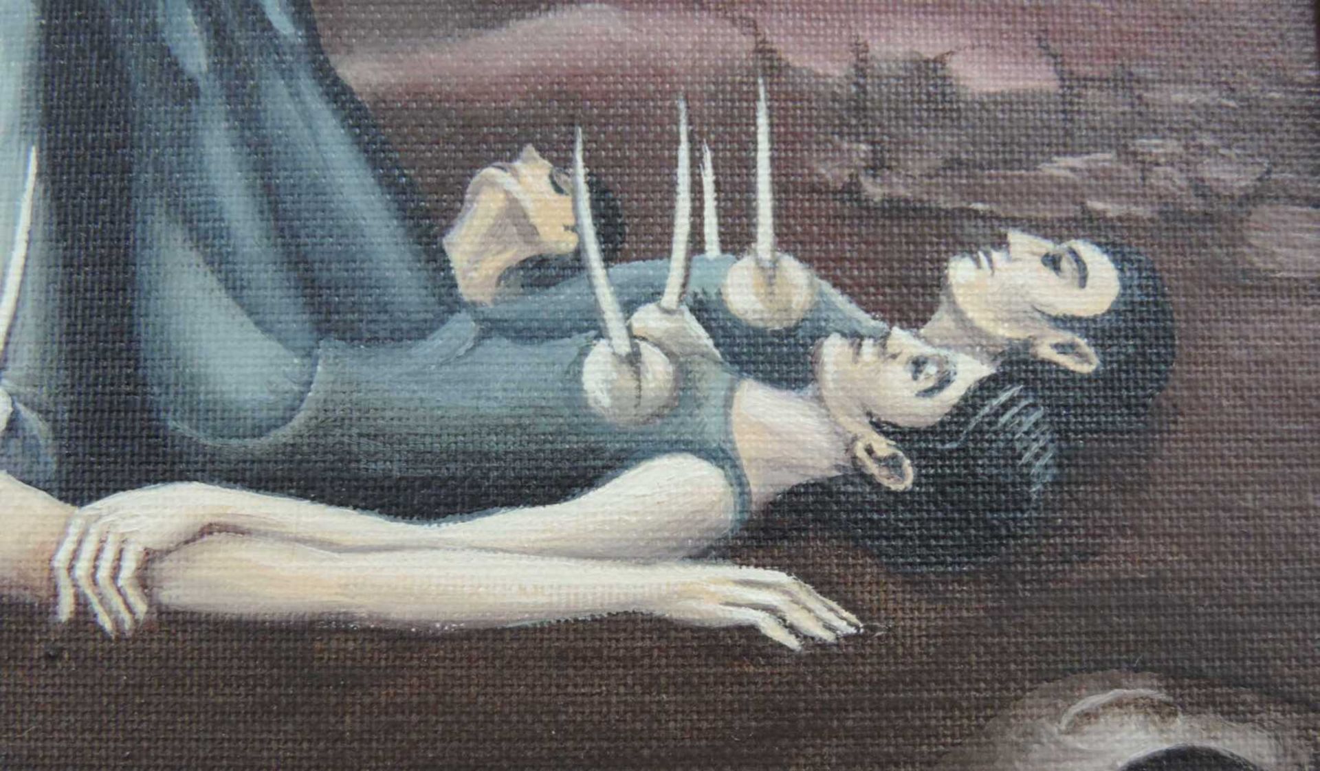 Paul STRUCK (1928 - 2015). "Pulchinella hält Ausschau". 40 cm x 30 cm. Gemälde, Öl auf Leinwand. - Bild 4 aus 7
