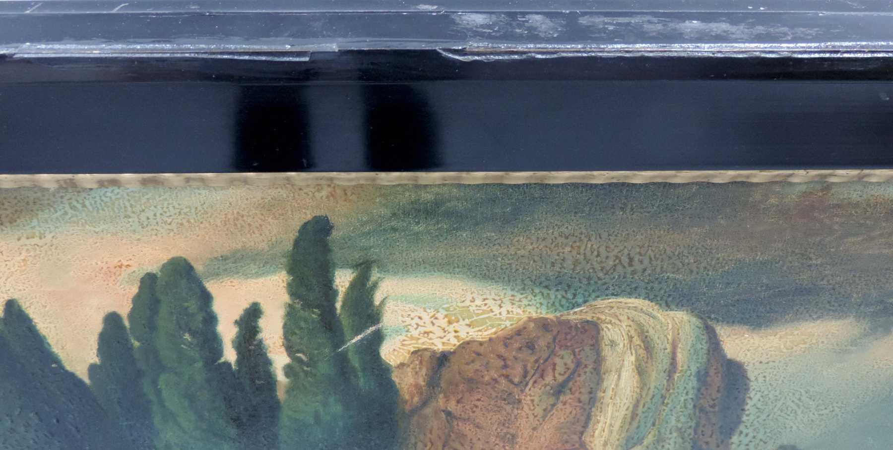 Nach Arnold Böcklin. ''Die Toteninsel''. 135 cm x 72 cm. Gemälde, Öl auf Leinwand. Unsigniert. - Image 5 of 5