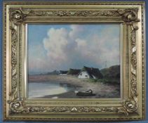Moses VON OTHEGRAVEN (XIX - XX). Niederländische Küste. 28 cm x 36 cm. Gemälde. Öl auf Leinwand.