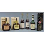 4 Flaschen Armagnac, 2 Flaschen Calvados. Unterschiedliche Domaines. Ganze Flaschen. Die Flasche