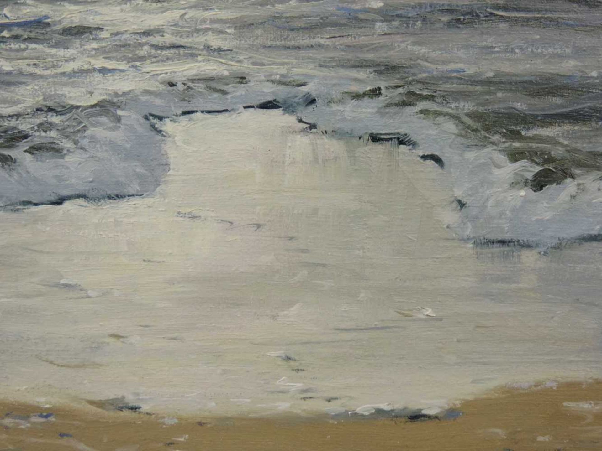 Waldemar SCHLICHTING (1896 - 1970). Wellen am Nordseestrand. 50 cm x 60 cm. Gemälde, Öl auf - Bild 4 aus 6
