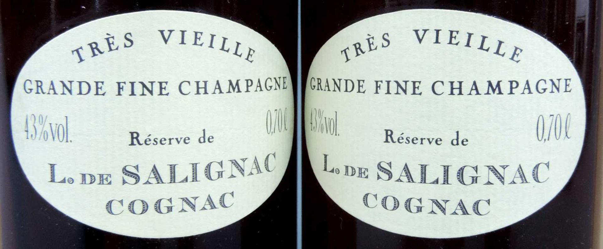 2 Flaschen Très Vieille Grand fine Champagne, Reserve de L. de Salignac Cognac. 43% 70cl. In - Bild 2 aus 4