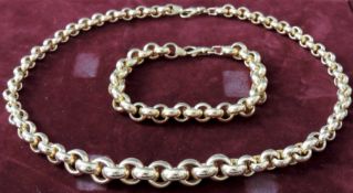 Armband und Kette, Gold 585. 53,7 Gramm. Bracelet and necklace, gold 585. 53.7 grams.