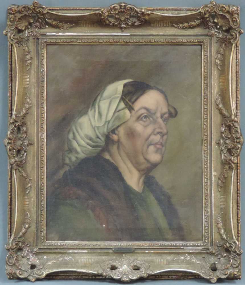 Willy SPATZ (1861 - 1931). Porträt einer alten Dame 41 cm x 50,5 cm. Gemälde, Öl auf Leinwand. Willy