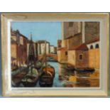 Jürgen WEGENER (19041 - 1984). In Chioggia. 81 cm x 61 cm. Gemälde, Öl auf Leinwand. Rückseitig