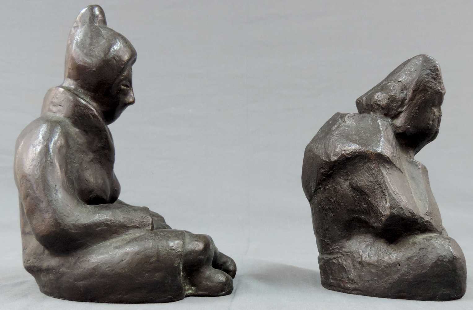 Gustav HAGEMANN (1891 - 1982). "Melancholie" und "Die Liegende". Bronze. Bis 21,5 cm hoch. - Image 4 of 6