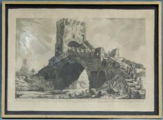 Giovanni Battista PIRANESI (1720 - 1778) "Veduta del Ponte Salario". Der Stich circa 42 cm x 63