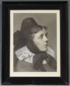 Wilhelm EGGERS (1863 - ?). Portrait, Mädchen in Tracht 1883. 46 cm x 35 cm. Zeichnung. Links unten