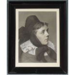 Wilhelm EGGERS (1863 - ?). Portrait, Mädchen in Tracht 1883. 46 cm x 35 cm. Zeichnung. Links unten