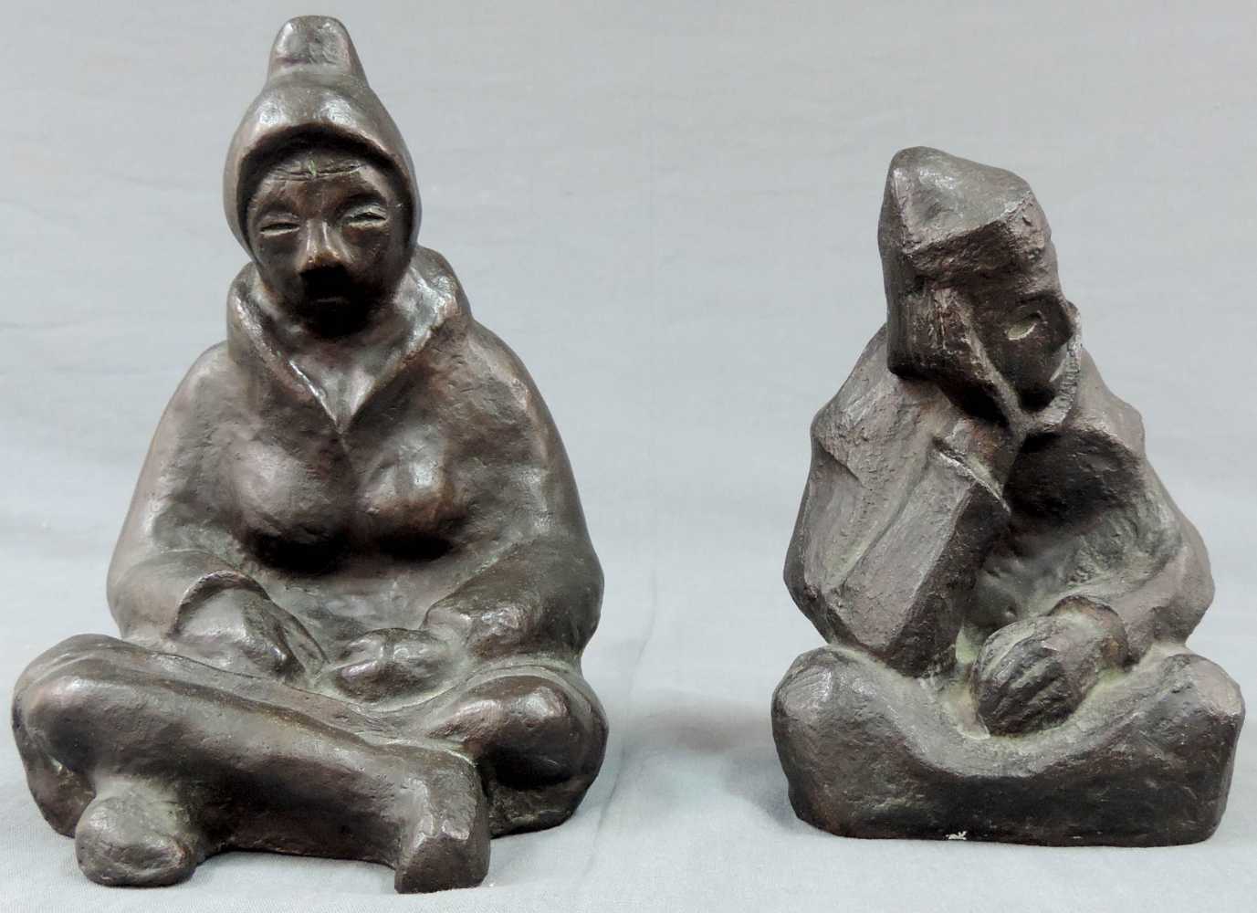 Gustav HAGEMANN (1891 - 1982). "Melancholie" und "Die Liegende". Bronze. Bis 21,5 cm hoch.