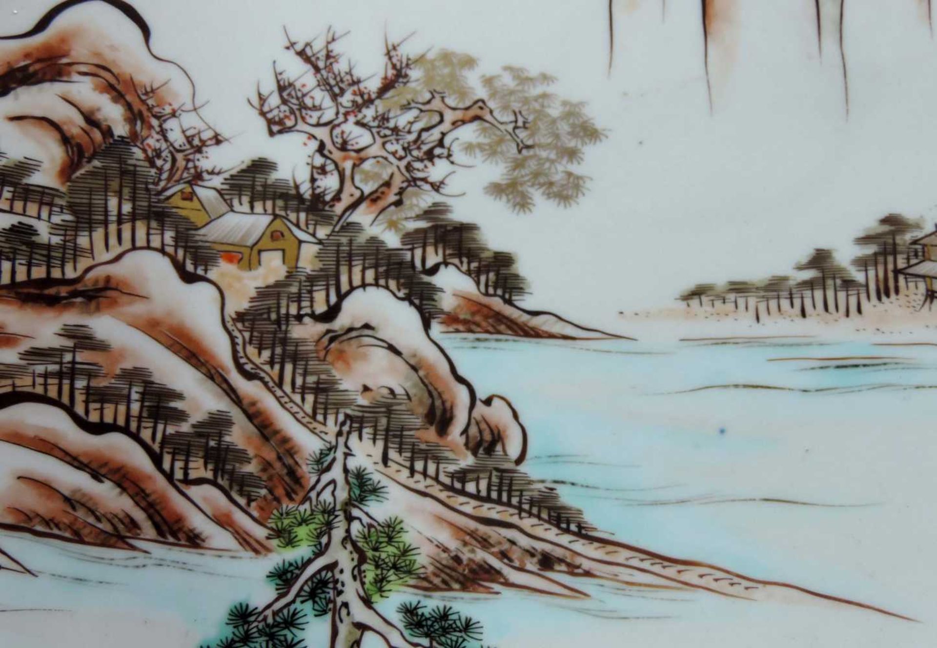 Großer "Inari" Teller, Japan, alt. Durchmesser 40 cm. Landschaftsmalerei. Big "Imari" Plate, - Bild 2 aus 8