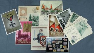 Circa 35 Postkarten und Fotografien. Drittes Reich und Propaganda. Unter anderem "Ein Volk, ein