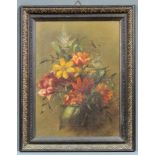 UNSIGNIERT (XIX). Stillleben mit Blumen. 28 cm x 37,5 cm. Gemälde, Öl auf Leinwand. NOT SIGNED (