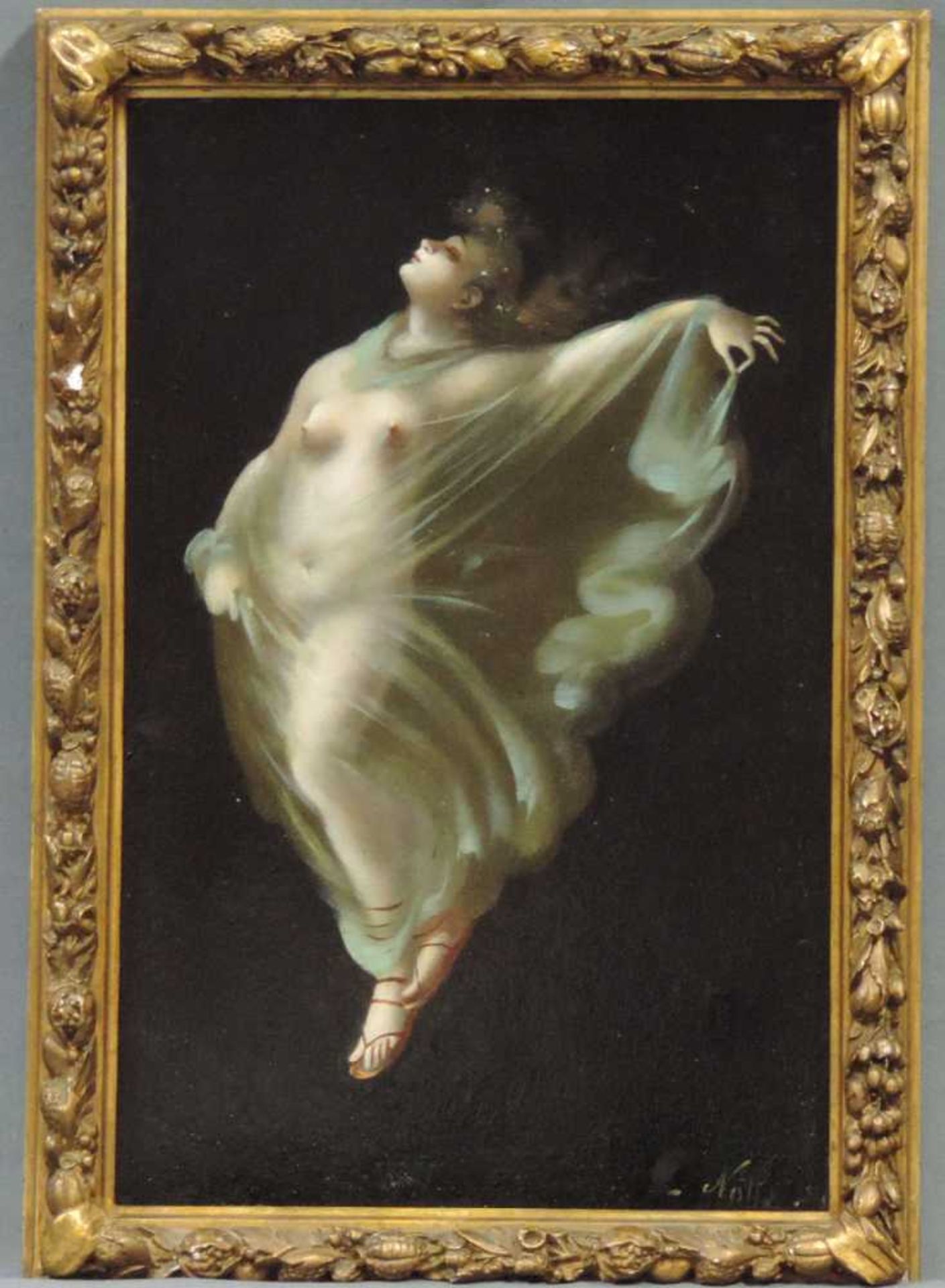 Claude Jacques NOTTÈ (XVIII -) zugeschrieben. ''Tracht der Nacktheit''. 39 cm x 25 cm. Gemälde, Öl
