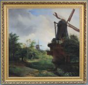 Hermanus Jan Hendrik RIJKELIJKSHUIJSEN (1813 - 1883). Utrechts Windmühlen. 80 cm x 83,5 cm. Gemälde,