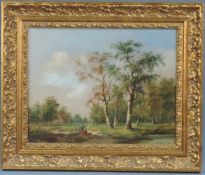 Willem BODEMANN (1806 - 1880). Rast vor Birkenwald 1838. 41 cm x 51 cm. Gemälde, Öl auf Leinwand.