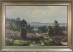 Johannes HARDERS (1871 - 1950) Heidelandschaft. 120 cm x 80 cm. Gemälde. Öl auf Leinwand.