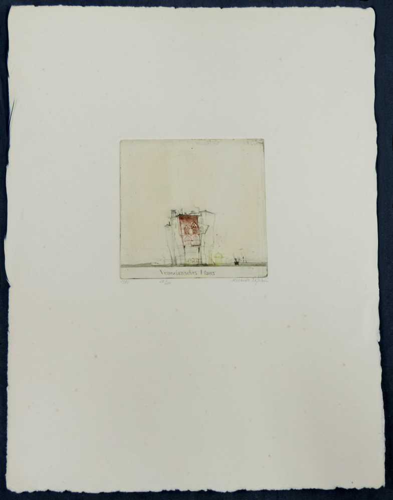 Alexander BEFELEIN (1952 - ). Venezianisches Haus 1980. 10 cm x 10 cm die Druckplatte. Unten
