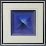 Victor VASARELY (1906 - 1997). Vonal, blau. 36 cm x 36 cm. Nummer 3 von 138. Rechts unten