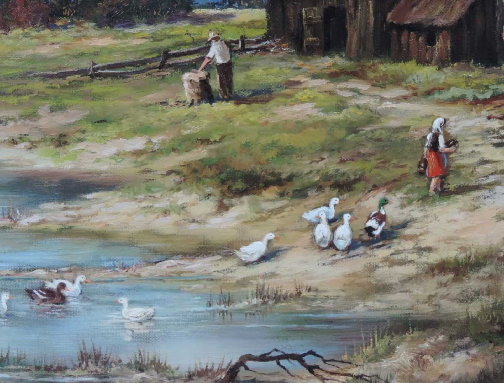 Alfons Maria SPEIER (1923). Bauernhaus mit Teich. 59 cm x 78 cm. Gemälde. Öl auf Leinwand. Signiert. - Bild 6 aus 9